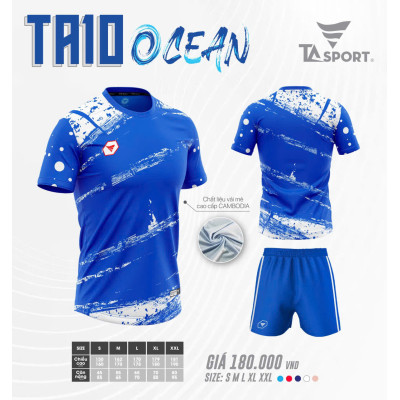 ÁO BÓNG ĐÁ KHÔNG LOGO TA10 OCEAN 